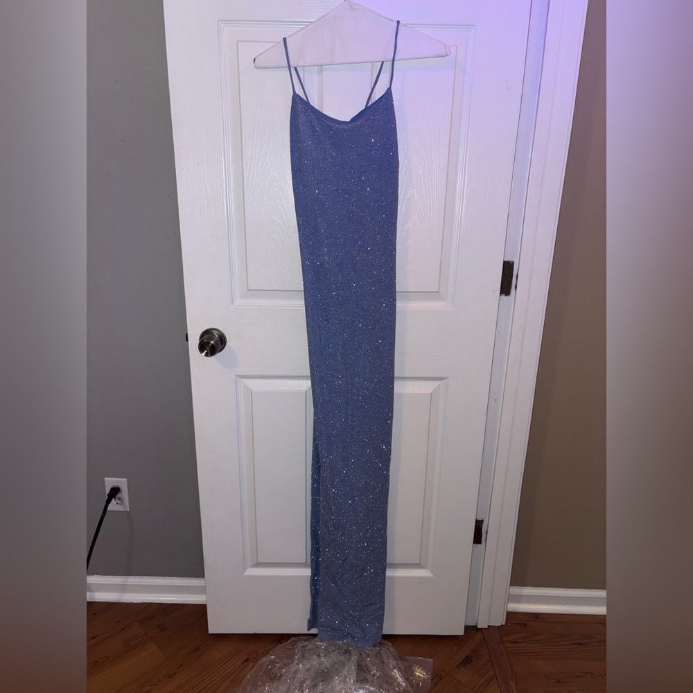 Elegant Blue Spaghetti Strap Prom Dress